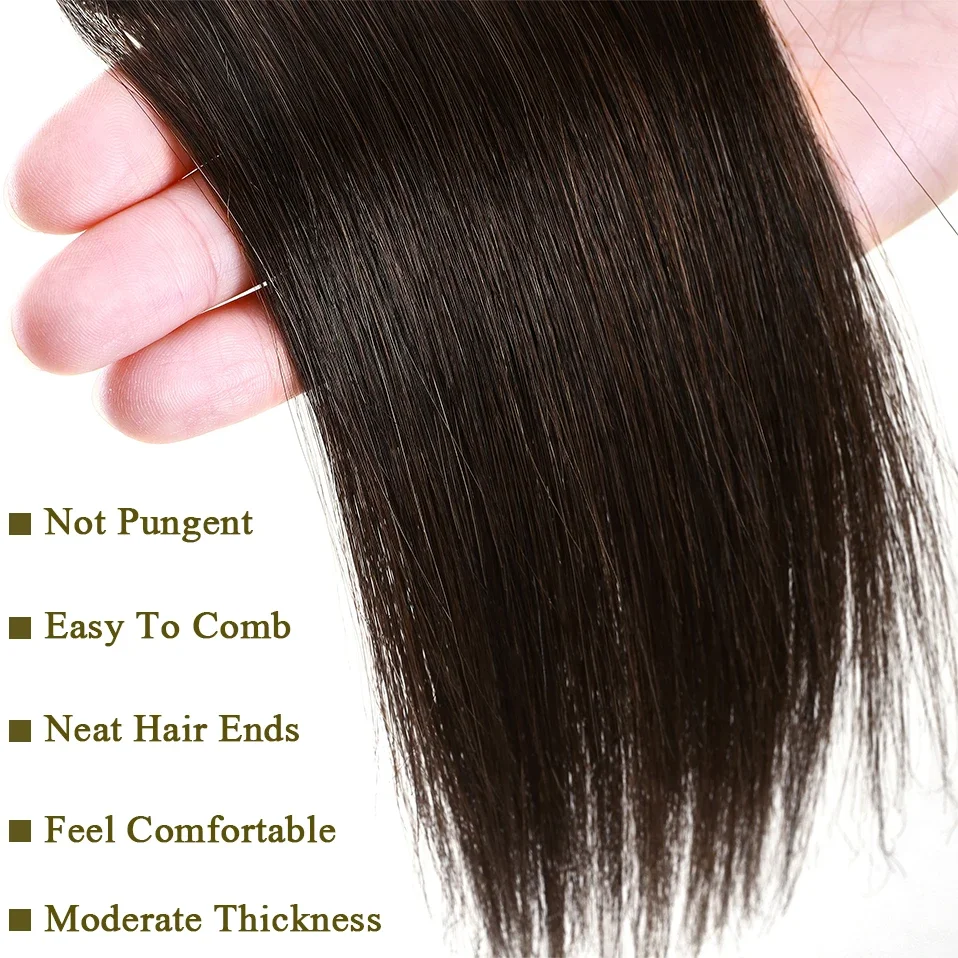 S-noilte 1pc Straight Clip in Hair Extensions Human Hair Side Head 8inch 12inch Black Brown Women Fake Hairpiece Platinum Blonde - Image 6