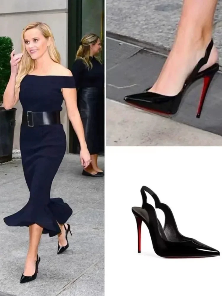 2026 New Pointed Naked High Heels for Women, Fine Heels, Lacquered Leather Headbands, Air Quality Ladies Sandals 33-46 - Image 15