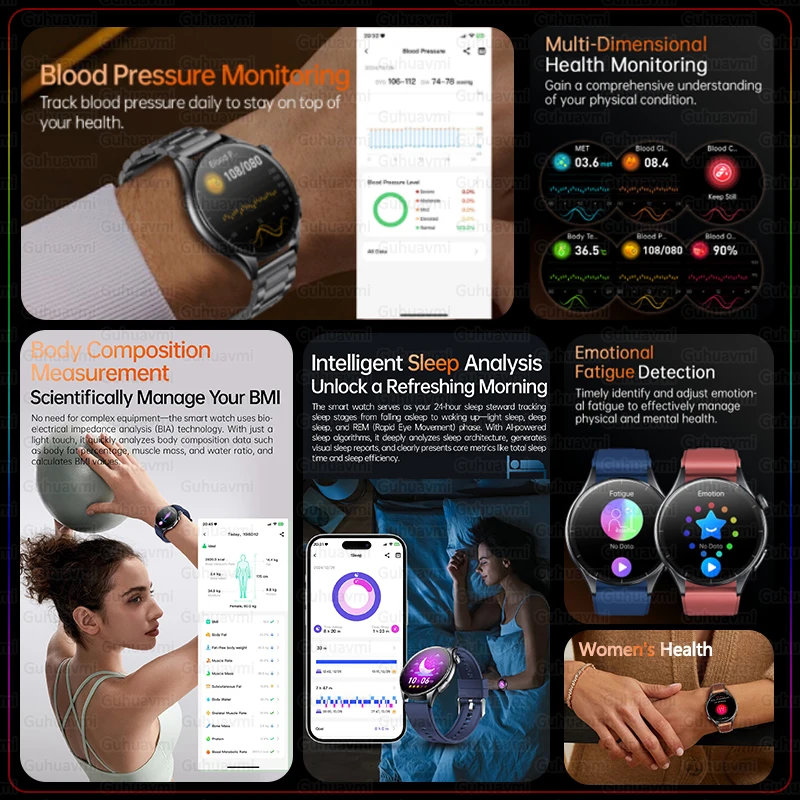 2025 New NFC+ECG+PPG Health Smart Watch BMI Fat Heart Rate Blood Pressure Watch 380mAh BT Call IP68 Waterproof Sports Bracelet - Image 3