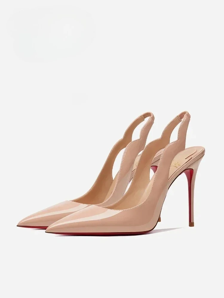 2026 New Pointed Naked High Heels for Women, Fine Heels, Lacquered Leather Headbands, Air Quality Ladies Sandals 33-46